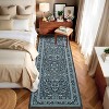 Vintage Floral Runner Rug - Washable Non-Slip Low Pile Hallway Carpet, Oriental Design Indoor Mat - 2 of 4