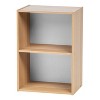 IRIS 2 Tier Wood Storage Shelf Brown/White: Small Bookshelf with Enclosed Shelves, 2 Drawers, 11 Inch Cube System Compatible - 2 of 4