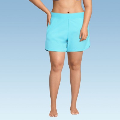 Lands' End Women's 5" Quick Dry Elastic Waist Board Shorts Swim Cover-up Shorts with Panty