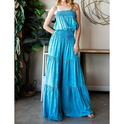 Women's Flourished Beauty Mineral Washed Ruffled Jumpsuit - Oli & Hali