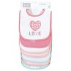 Hudson Baby Infant Girl Cotton Terry Drooler Bibs with Fiber Filling Set, Bunny, One Size - 2 of 4