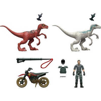 Детские фигурки Jurassic World Reimagined Motorcycle, Owen Grady & Raptors & Tools Retro Pack, Fallen Kingdom Toy — фото 5