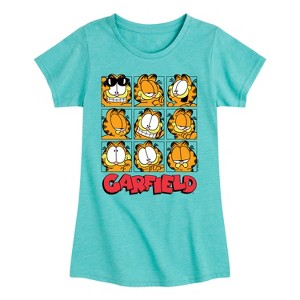 Girls' - Garfield - Faces Grid Fitted Short Sleeve Graphic T-Shirt - 1 of 4