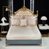 Jacquard Comforter Set with Satin Sheet Set – Luxury Bed in a Bag, Royal Embroidered Floral Design, Soft Silky with Cushion Cover - 2 of 4