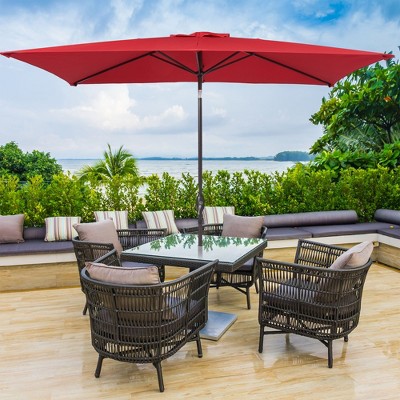 Sonkuki 10x6.5 FT Outdoor Patio Umbrella Market Table Umbrella With a Crank for Garden, Deck and Pool