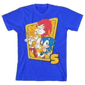 Sonic The Hedgehog Classic Character Group Frame Youth Royal Blue Crew Neck Short Sleeve T-shirt - 1 of 4