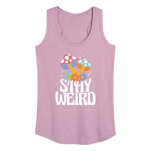 Women's - Instant Message - Stay Weird Mushrooms Graphic Racerback Tank - 1 of 4
