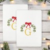 Linum Home Textiles Christmas MISTLETOE MONOGRAM - Embroidered Luxury 100% Turkish Cotton Hand Towels (Set of 2) - 2 of 3