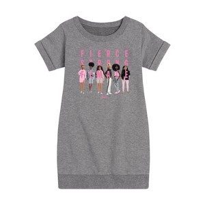 - Barbie - Fierce Strong Girl Graphic Short Sleeve Fleece Dress - 1 of 3