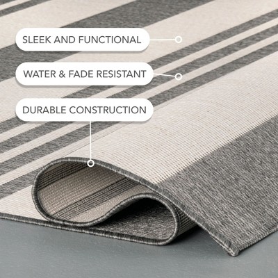 Beige Stripe Easy-Care Synthetic 2' x 8' Runner Rug
