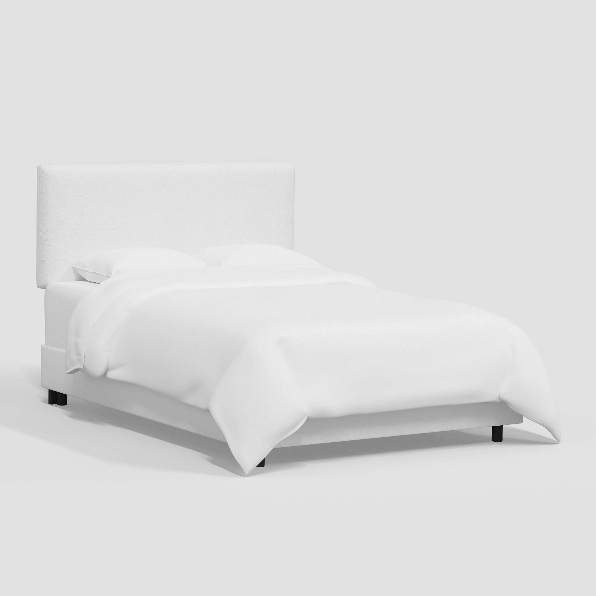King Olivia Bed in Velvet White - Threshold™: Pine Frame, Upholstered Headboard, Adult Assembly Required