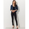 INSPIRE CHIC Women's Collarless Pockets 3/4 Sleeve Denim Jackets - 4 of 4