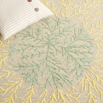 Soho 6' x 6' Beige Yellow Hand Tufted Floral Wool Rug