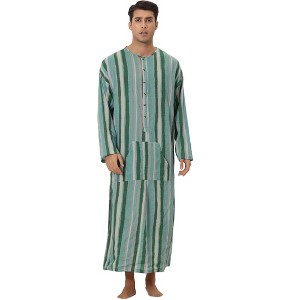 Lars Amadeus Men's Color Block Button Down Striped Lounge Nightgown - 1 of 4