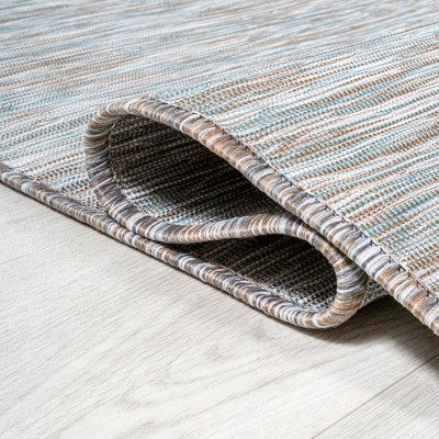 Gray Round Flat Woven Synthetic Reversible Area Rug