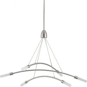 Progress Lighting Kylo 6-Light Brushed Nickel LED Chandelier with Frosted Acrylic Shades - 1 of 3