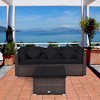 Tangkula 4PCS Rattan Patio Conversation Furniture Set Yard Outdoor w/ Black Cushion - 3 of 4
