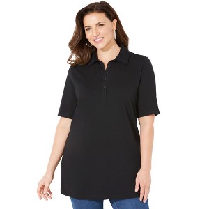 Catherines Women's Plus Size Short Sleeve Polo - 1 of 4