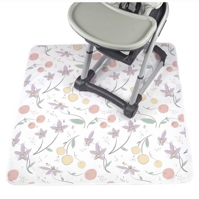 Image of Baby Splat Mat for Under High Chair - Washable Waterproof Baby Floor Mat 51"x51" - Fairy Blossom