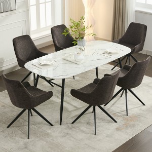 DYHOME Dining Room Chairs Set of 6, Mid Century Modern Kitchen Swivel Upholstered Dining Chair - 1 of 4
