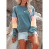 Coolmee Women Casual Crewneck Contrast Color Long Sleeve Pullover Sweatshirt Tops - 2 of 4