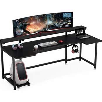 Tribesigns 74.8 Inch Gaming Desk, Extra Long U Shaped Computer Desk with Monitor Stand Shelf and CPU Stand for Home Office