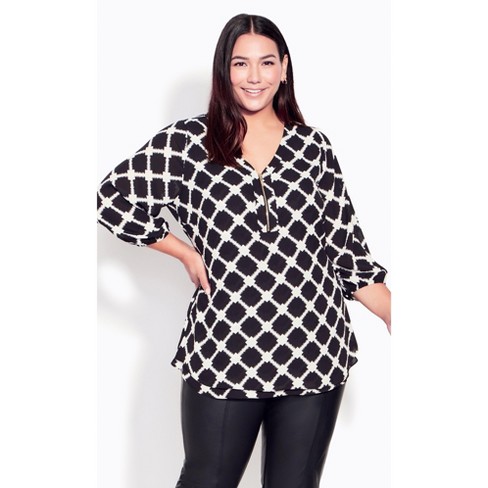 AVENUE | Women's Plus Size Longline Blouse - navy - 30W/32W