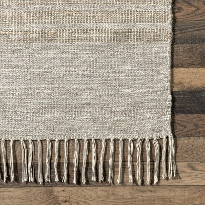 Nicky Beige and Gray Striped Wool Cotton Area Rug 4' x 6'