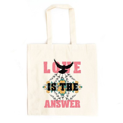 City Creek Prints Love Is The Answer Canvas Tote Bag - 15x16 - Natural