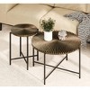 KIGFTSOD Radial Pattern Coffee, End Table, Waterproof MDF with PVC Cover, Distressed Cylindrical, Black Metal Legs, Classic Rustic - 2 of 4