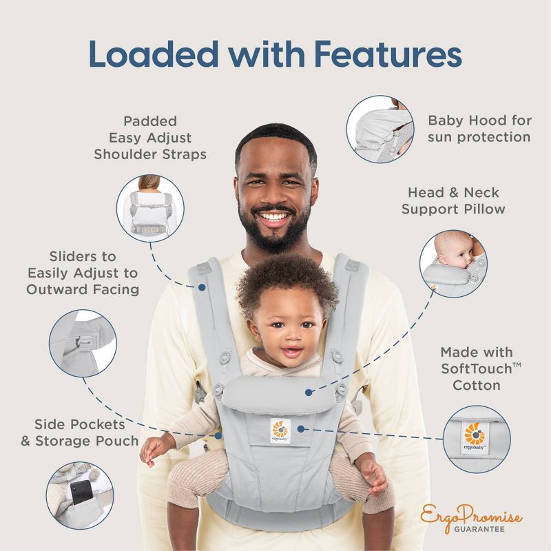 Ergobaby Omni Dream Baby Carrier - Soft Touch Cotton, All-Position Adjustable, 5 of 13