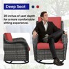 Belord Gray Wicker Swivel Rocking Chairs, Oversized Rocker Patio Chairs Rattan Glider Chairs with 4" Thick Seat Cushion - 4 of 4