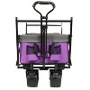 CAVINAS Collapsible Foldable Extended Wagon Cart with Canopy, All-Terrain Shopping Cart with Side Pocket and Brakes, Heavy-Duty Wagon - 3 of 4