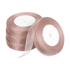 Unique Bargains Soft DIY Crafts Wedding Gift Wrapping Sheer Organza Ribbon 4 Roll - 1 of 4