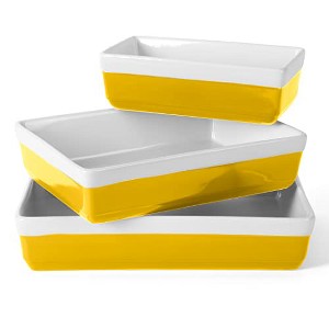MARTHA STEWART 3 Piece Oven to Table Stoneware Bakeware, Baking Dish & Casserole Set - Yellow - 1 of 4
