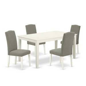 HomeStock 5-Pc Linen White Finish Solid Wood Top-Rectangular Dining Room Set-Seats 4 - 1 of 4