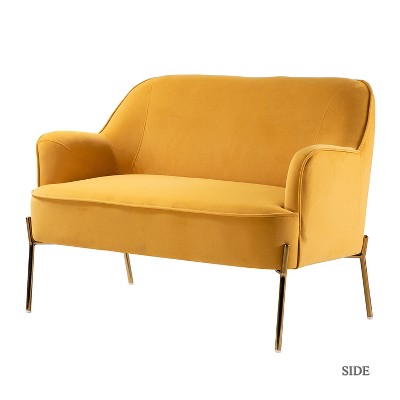 Aida Contemporary Velvet Loveseat Sofa  with Recessed Arms for Living Room and Bedroom and small space| Karat Home