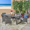 Christopher Knight Home Moralis Outdoor Acacia Wood and Wicker 7 Piece Dining Set with Cushion - 2 of 4