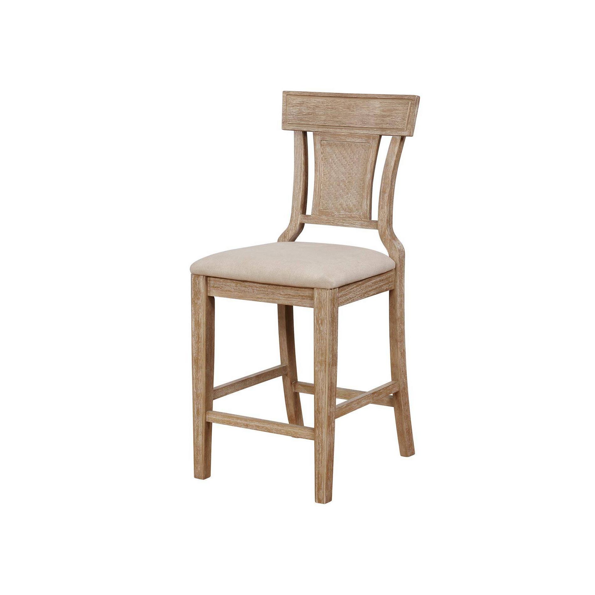 Rylan Handwoven Back Counter Height Barstool Natural - Linon: Upholstered, Wood Legs, 275lb Capacity