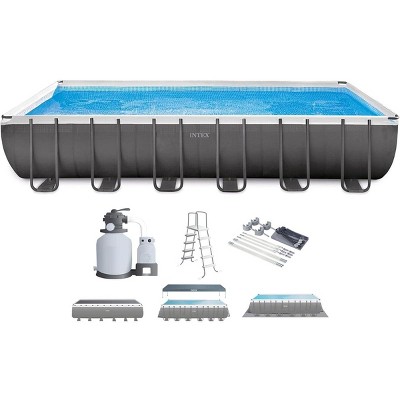 Intex Ultra XTR Frame 24FT X 12FT X 52IN Above Ground Swimming Pool Set and Sun Canopy