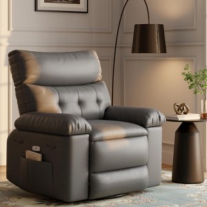Recliner Chair - PU Leather Recliner for Adults, Manual Lazy Recliner Chair with Overstuffed Comfort Arm - 1 of 4
