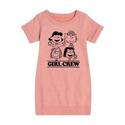 - Peanuts - Girl Crew Graphic Short Sleeve Fleece Dress