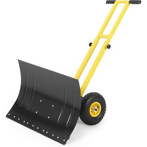 Heavy Duty Steel Snow Shovel with Wheels, Adjustable Handle & 5-Position Blade, 29 Inch, Black & Blue - 1 of 4