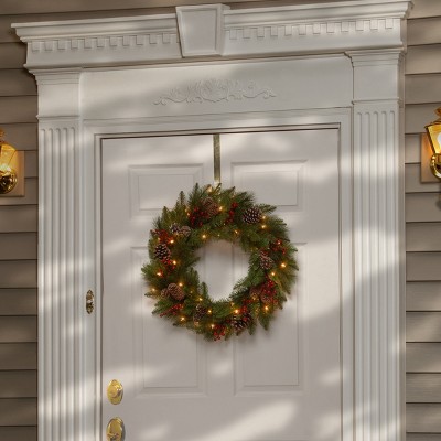 20" Prelit Pine Cone Berry Christmas Wreath with LED Lights
