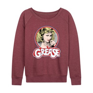 Women's - Grease - Sandy Olsson Lightweight French Terry Wide Neck Long Sleeve Shirt - 1 of 4