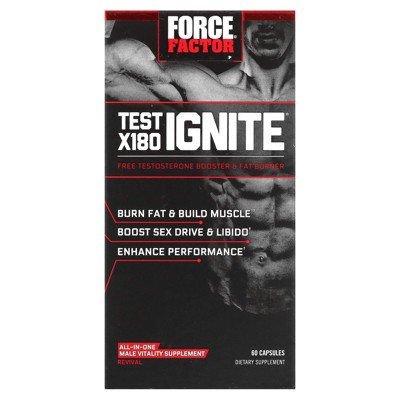 Force Factor Test X180 Ignite, Free Testosterone Booster & Fat Burner ...