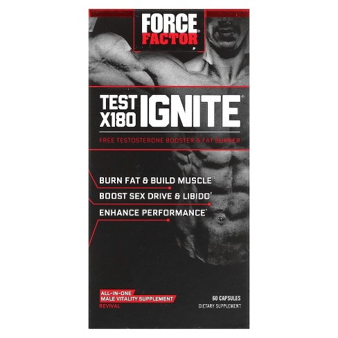 sjaal Onderwijs Alvast Force Factor Test X180 Ignite, Free Testosterone Booster & Fat Burner, 60  Capsules : Target