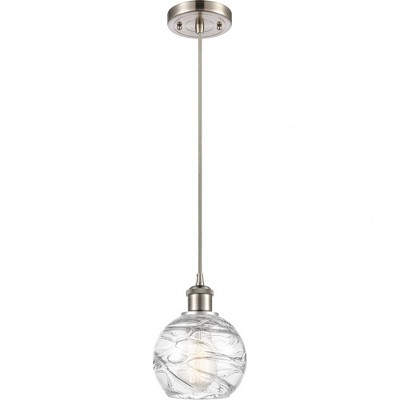 Athens Deco Swirl - 1 Light Cord Hung Mini Pendant In Industrial Style-8 Inches Tall and 6 Inches Wide
