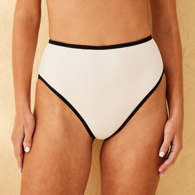 Women's Contrast Binding High Waist High Leg Medium Coverage Bikini Bottom - Shade & Shore™