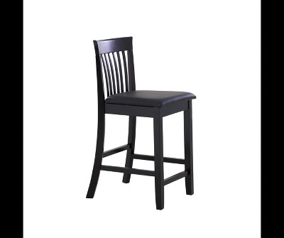 Torino 24" Dark Cherry Wood Counter Stool with Faux Leather Seat